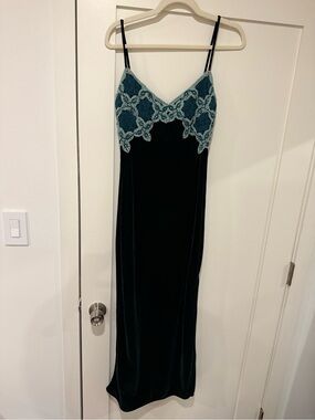 Zara Teal Slip Dress with Light Aqua Trim